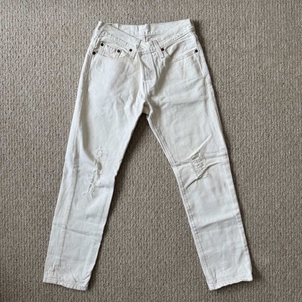 Levi's Women's 501 Cut & Tapered Boyfriend Jeans - White